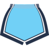 Back of the Barmera Lakers Basketball Club womens playing short in sky blue with navy side panels and white trim