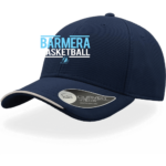 Navy Barmera Lakers Basketball Club cap with an embroidered sky blue and white club logo on the front and white piping along the curved visor