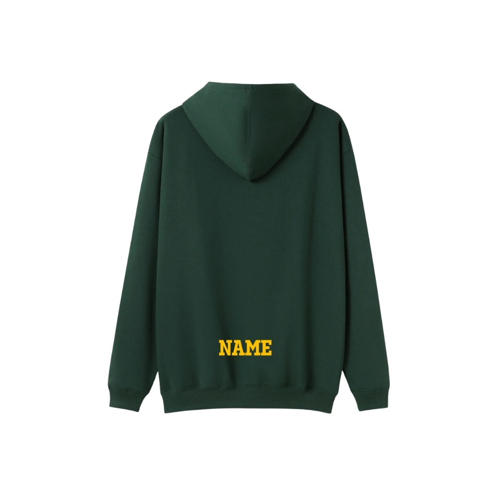 Back view of WDCC Retro Peckers Hoody in Bottle, fleece pullover hoody