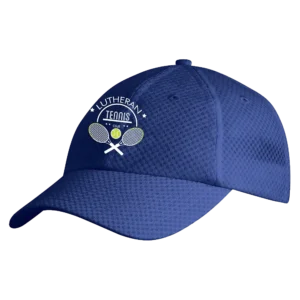 Lutheran Tennis Club Cap in Royal, breathable mesh design