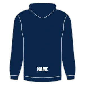 Illustrated example back view of Lutheran Tennis Club Hoodie in Navy
