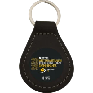 wimtek WA JSCC 2026 Event Keyring, teardrop faux-leather fob