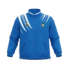Snowtown Bowling Club jacket front in royal blue with light blue and white sleeve design and club logos on both chests